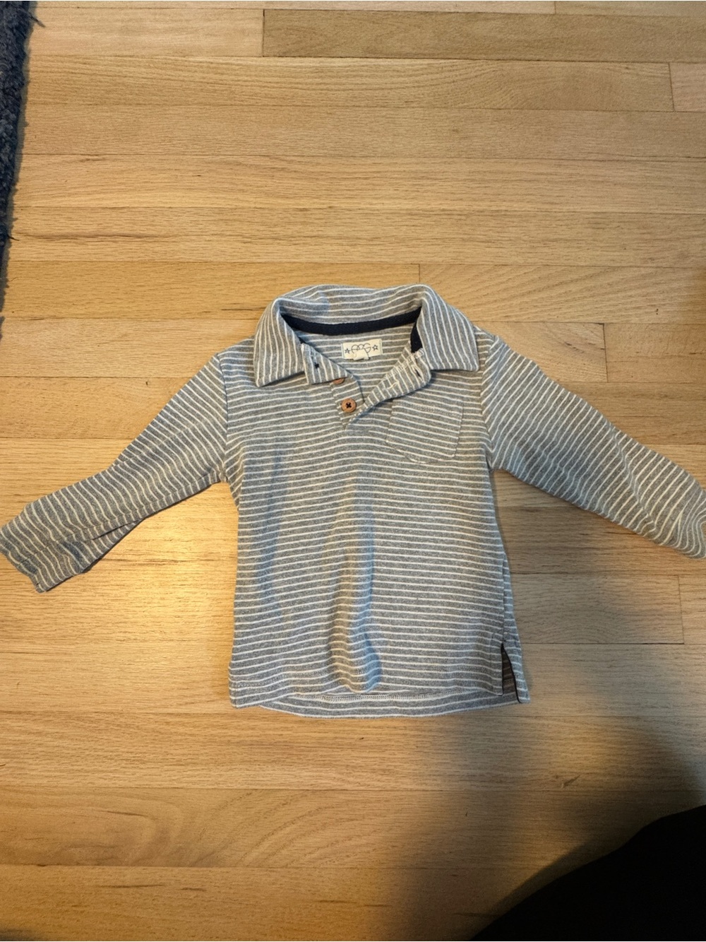 Janie and Jack Gray & White Striped Long-Sleeve Polo